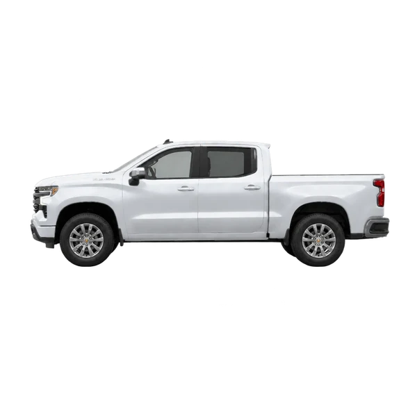 Chevrolet Silverado LTD 2026 prata, vista lateral (voltada para a esquerda)