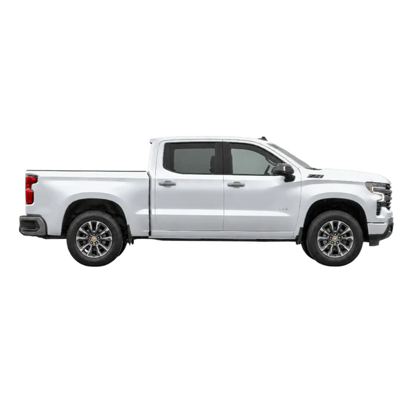 Chevrolet Silverado LTD 2026 prata, vista lateral (voltada para a direita)