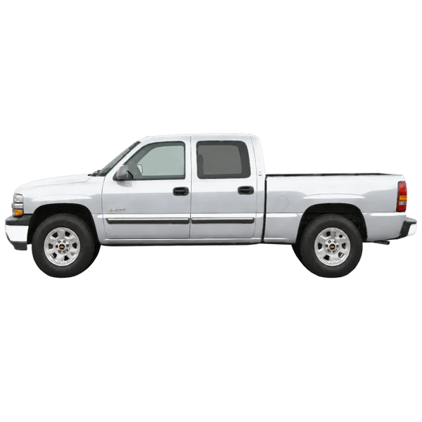 Chevrolet Silverado 2000 prata, vista lateral (voltada para a esquerda)