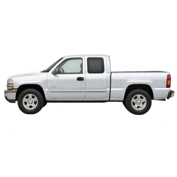 Chevrolet Silverado 2001 prata, vista lateral (voltada para a esquerda)