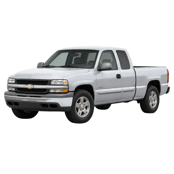 Chevrolet Silverado 2002 argent, vue trois-quarts avant (orienté vers la gauche)