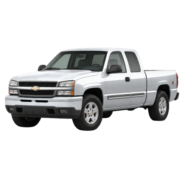 2005 Chevrolet Silverado in Silber, Ansicht: Dreiviertelansicht vorne (nach links gerichtet)