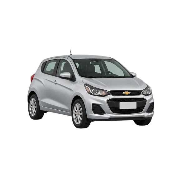 Chevrolet Spark 2025 prata, vista dianteira em três quartos (voltada para a esquerda)