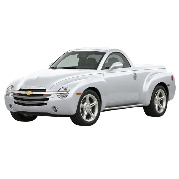 Chevrolet SSR 2005 prata, vista dianteira em três quartos (voltada para a esquerda)