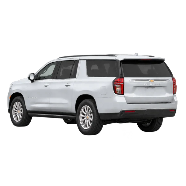 Chevrolet Suburban 2021 prata, vista três quartos traseira (voltada para a esquerda)