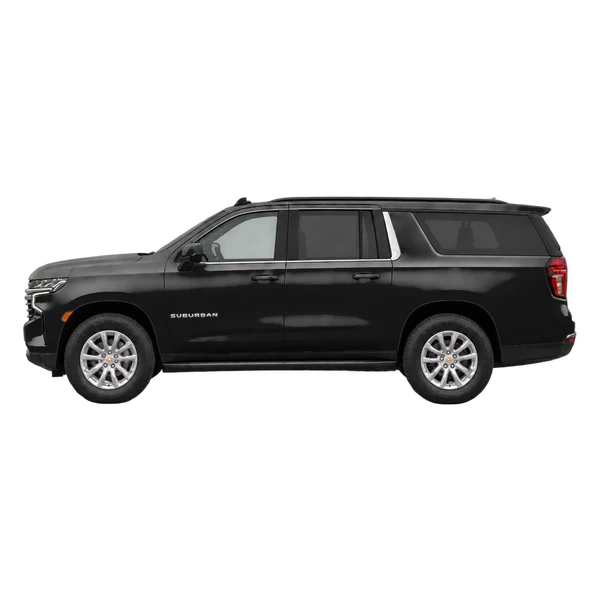 2023 Chevrolet Suburban in schwarz, Ansicht: Seite (nach links gerichtet)