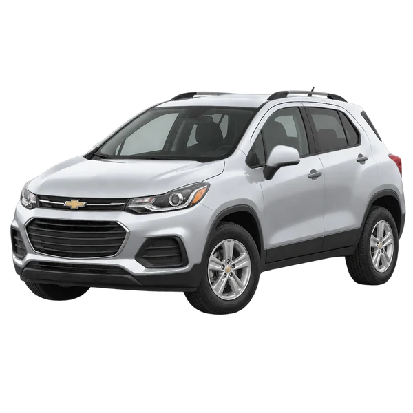 Chevrolet Tracker 2020 باللون فضي، منظر منظر أمامي بزاوية ثلاثة أرباع (متجه لليسار)