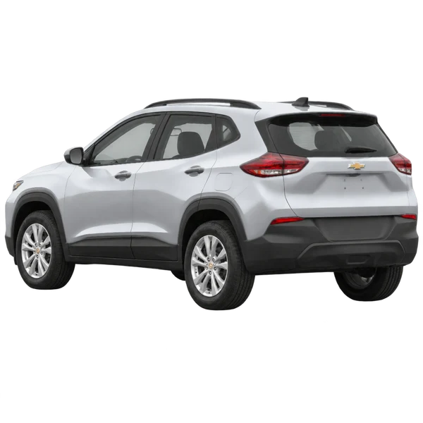 Chevrolet Tracker 2024 prata, vista três quartos traseira (voltada para a esquerda)