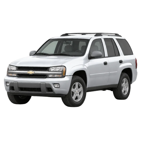silver 2002 Chevrolet Trailblazer front three-quarter (facing left) view