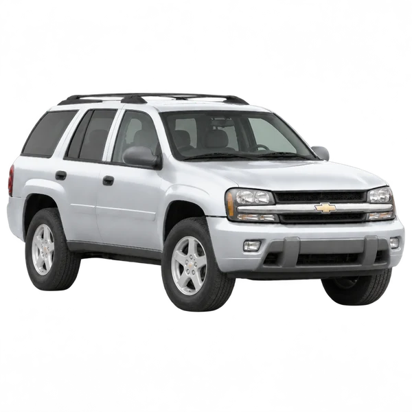 silver 2002 Chevrolet Trailblazer front three-quarter (facing right) view