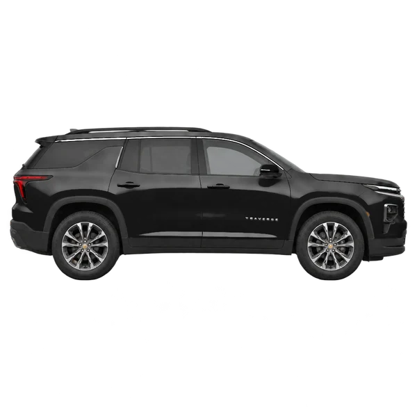 Chevrolet Traverse 2024 preto, vista lateral (voltada para a direita)
