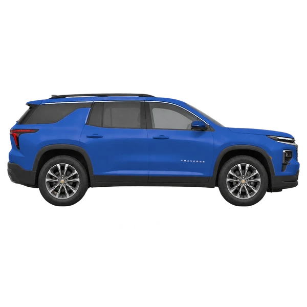 Chevrolet Traverse 2024 azul, vista lateral (voltada para a direita)