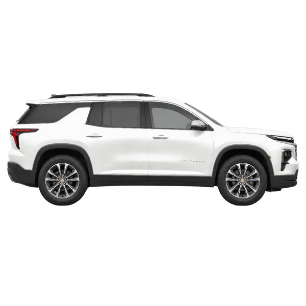 Chevrolet Traverse 2024 branco, vista lateral (voltada para a direita)
