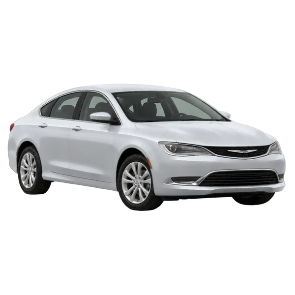 silver 2015 Chrysler 200 front three-quarter (facing left) view