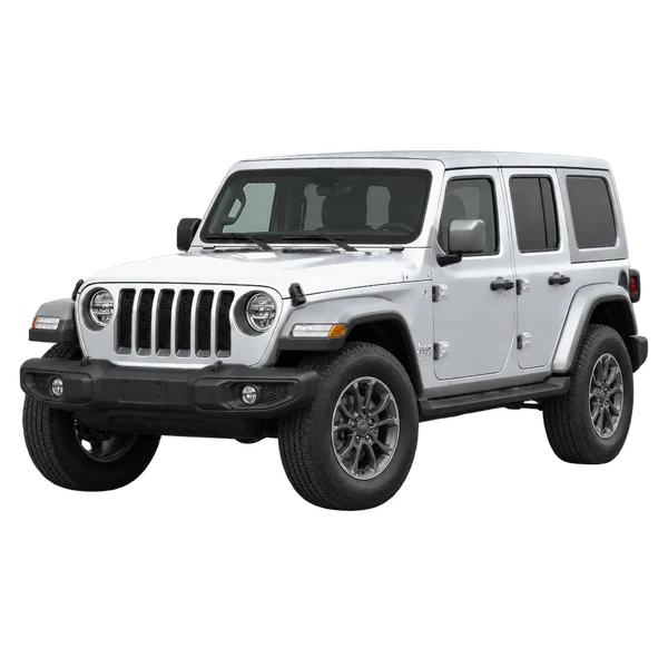 silver 2020 Chrysler Jeep Wrangler front three-quarter (facing left) view