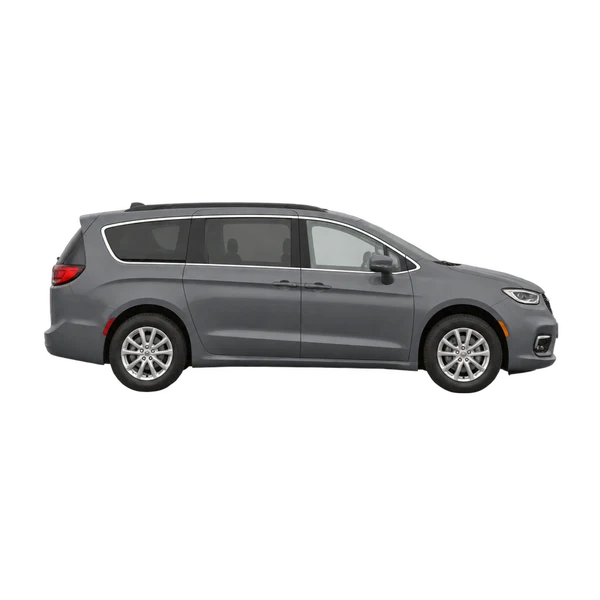 Chrysler Voyager 2022 cinza, vista lateral (voltada para a direita)