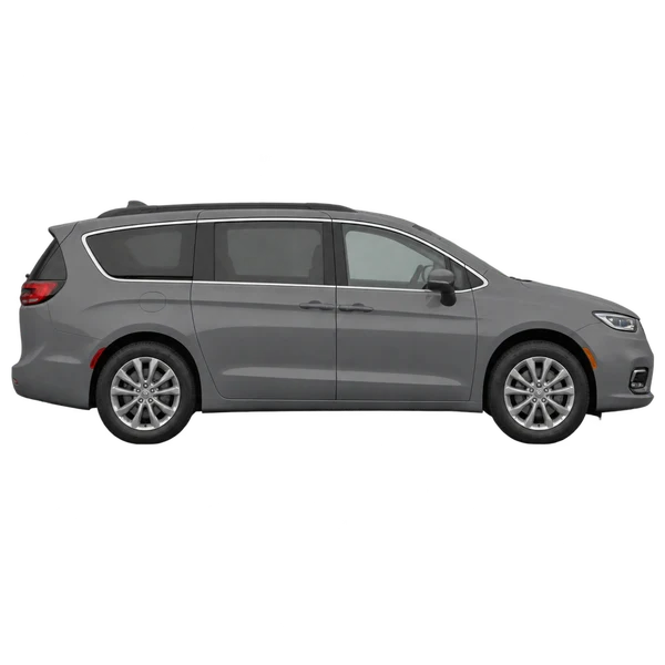 Chrysler Voyager 2026 cinza, vista lateral (voltada para a direita)