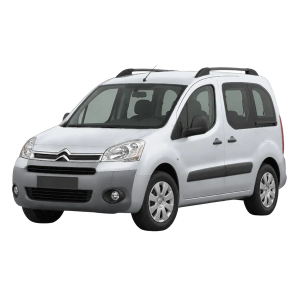 Citroën Berlingo 2010 prata, vista dianteira em três quartos (voltada para a esquerda)
