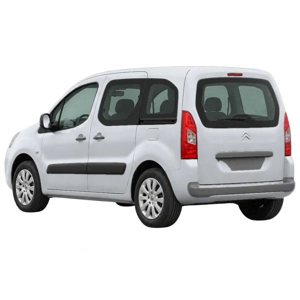 Citroën Berlingo 2012 prata, vista três quartos traseira (voltada para a esquerda)