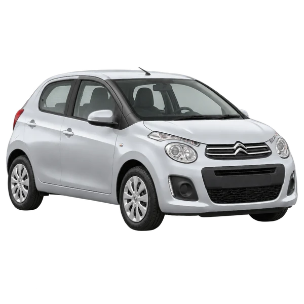 Citroën C1 2014 prata, vista três quartos dianteiro (voltado para a direita)