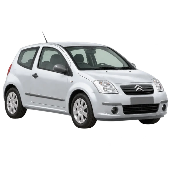 Citroën C2 2010 argent, vue trois-quarts avant (orienté vers la droite)