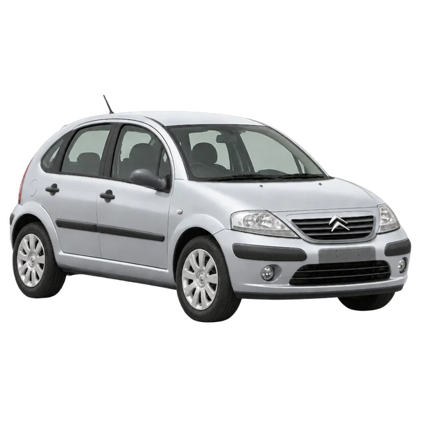 2004 Citroën C3 in Silber, Ansicht: Dreiviertelansicht vorne (nach rechts)