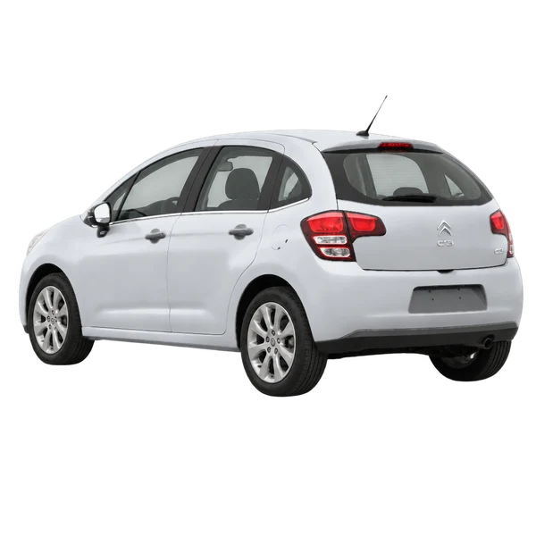 Citroën C3 2012 باللون فضي، منظر ثلاثة أرباع خلفي (باتجاه اليسار)