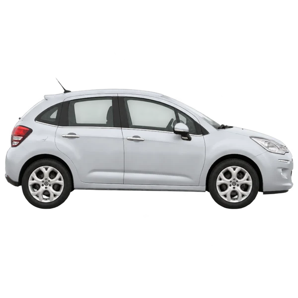 Citroën C3 2013 en plateado, vista lateral (hacia la derecha)