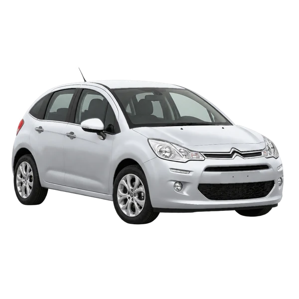 Citroën C3 2014 argent, vue trois-quarts avant (orienté vers la gauche)