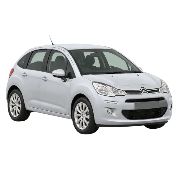 Citroën C3 2015 prata, vista três quartos dianteiro (voltado para a direita)