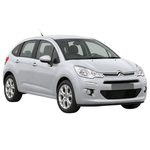 Citroën C3 2016 prata, vista três quartos dianteiro (voltado para a direita)