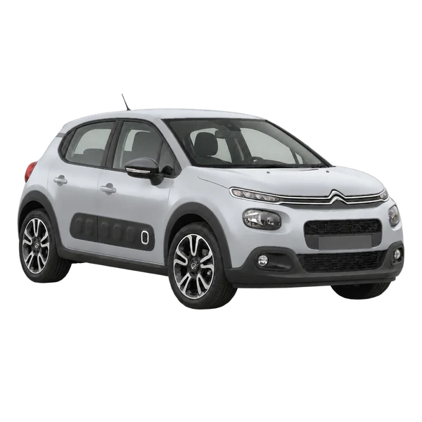 Citroën C3 2017 prata, vista três quartos dianteiro (voltado para a direita)