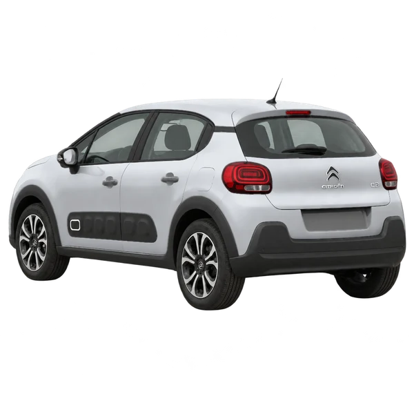 Citroën C3 2019 باللون فضي، منظر ثلاثة أرباع خلفي (باتجاه اليسار)