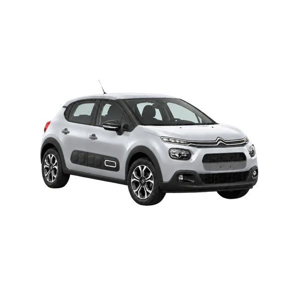 Citroën C3 2020 باللون فضي، منظر زاوية ثلاثة أرباع أمامية (باتجاه اليمين)