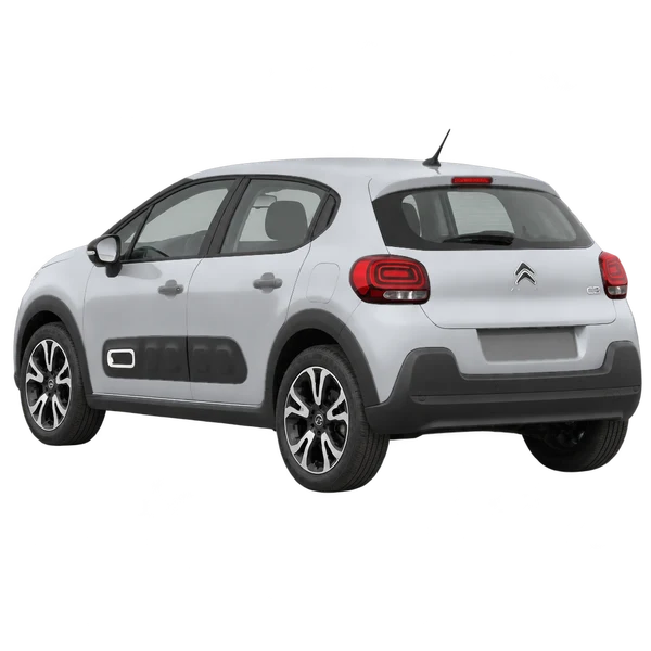 Citroën C3 2020 باللون فضي، منظر ثلاثة أرباع خلفي (باتجاه اليسار)
