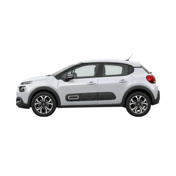 Citroën C3 2020 باللون فضي، منظر جانبي (متجه إلى اليسار)