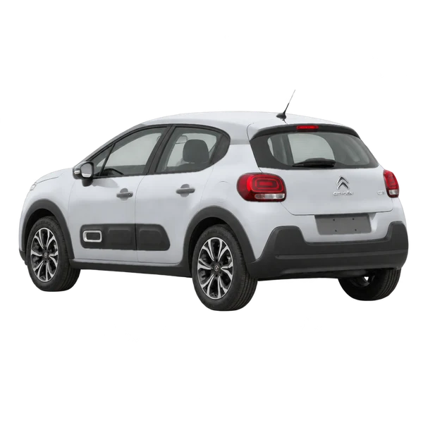 Citroën C3 2021 en plateado, vista tres cuartos trasero (mirando a la izquierda)