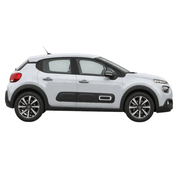 Citroën C3 2022 باللون فضي، منظر منظر جانبي (باتجاه اليمين)