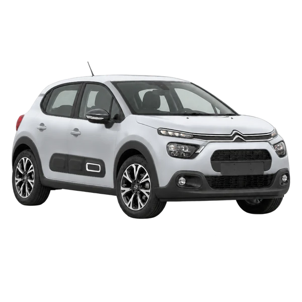 Citroën C3 2024 باللون فضي، منظر زاوية ثلاثة أرباع أمامية (باتجاه اليمين)