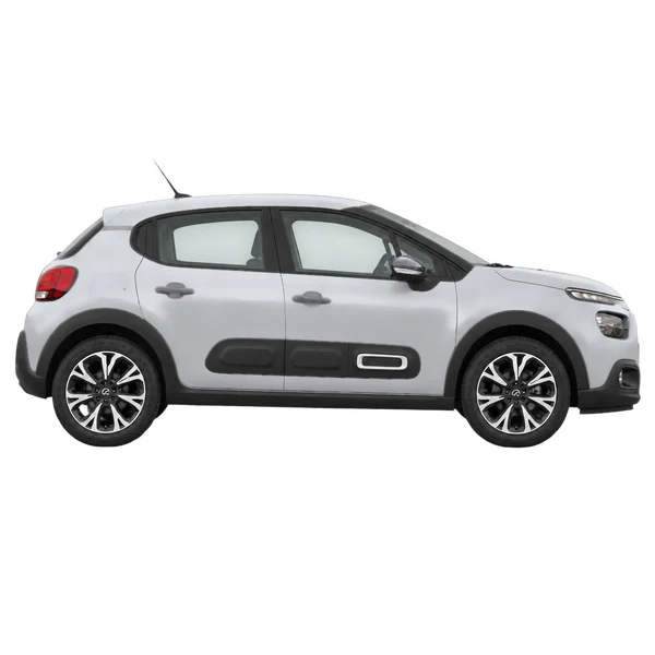 Citroën C3 2024 باللون فضي، منظر منظر جانبي (باتجاه اليمين)