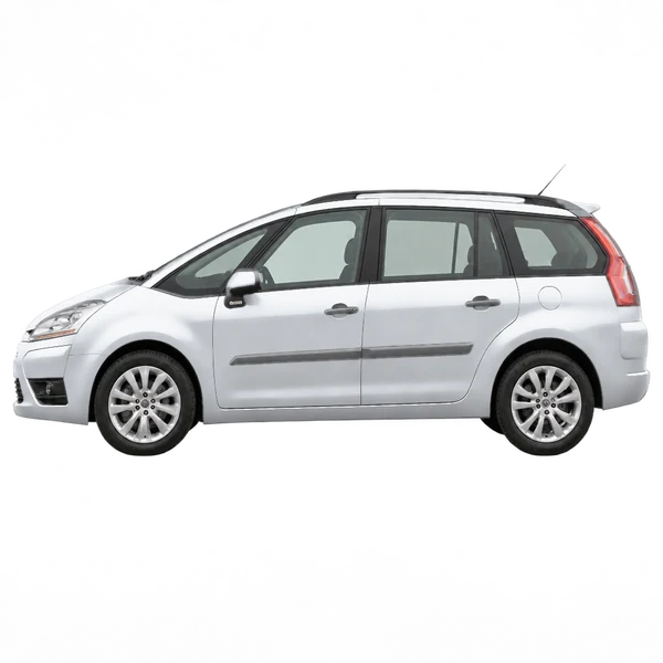 Citroën C4 Picasso 2007 prata, vista lateral (voltada para a esquerda)