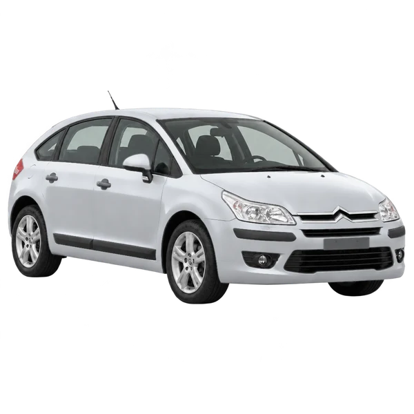 Citroën C4 2010 argent, vue trois-quarts avant (orienté vers la droite)