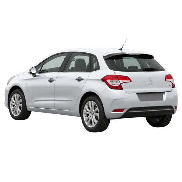 Citroën C4 2012 argent, vue trois-quarts arrière (orienté vers la gauche)