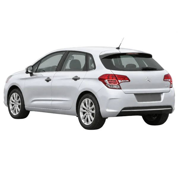 Citroën C4 2013 argent, vue trois-quarts arrière (orienté vers la gauche)