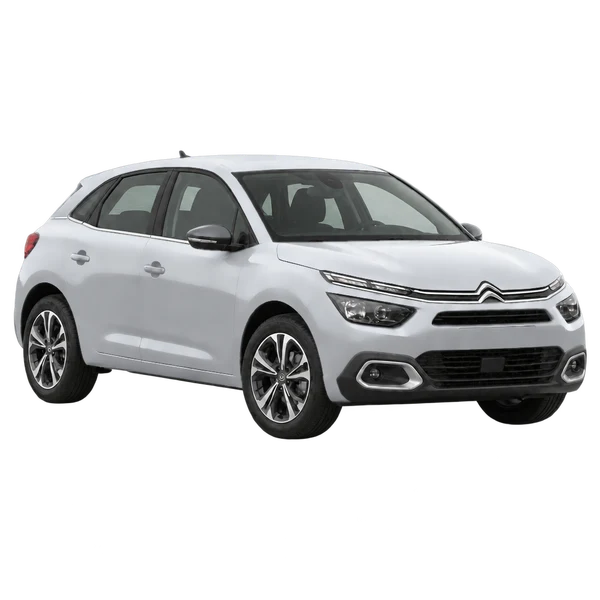Citroën C4 2020 prata, vista três quartos dianteiro (voltado para a direita)