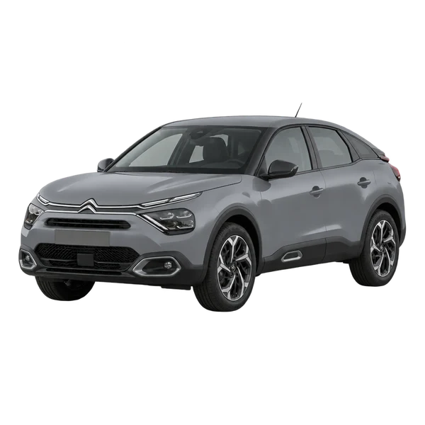 Citroën C4 2022 باللون رمادي، منظر منظر أمامي بزاوية ثلاثة أرباع (متجه لليسار)