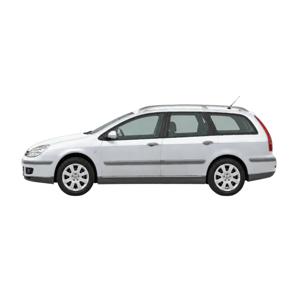Citroën C5 Break 2.0HDI 2007 باللون فضي، منظر جانبي (متجه إلى اليسار)
