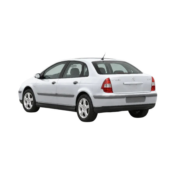 シルバーの2003 Citroën C5（リア斜め（左向き）ビュー）