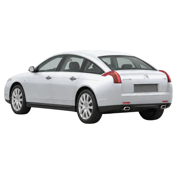 Citroën C6 2012 prata, vista três quartos traseira (voltada para a esquerda)