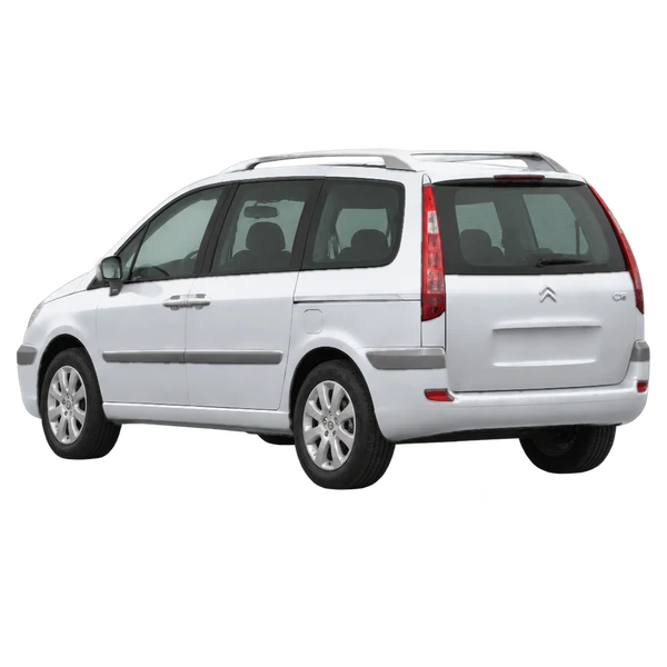 Citroën C8 2014 prata, vista três quartos traseira (voltada para a esquerda)